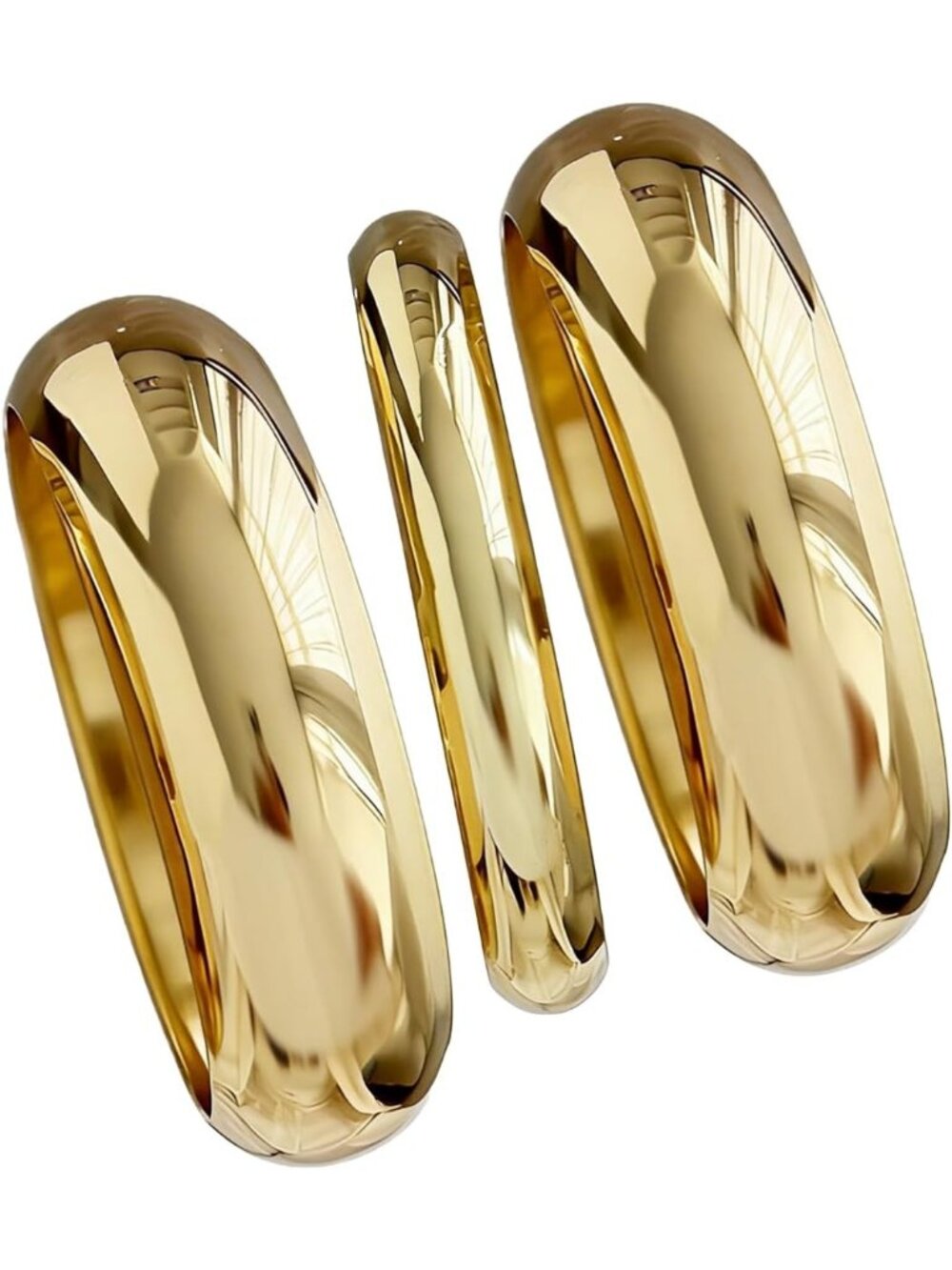 Women's 3pcs Gold Chunky Wide Zinc Statement Cuff Bangle Bracelet Jewelry